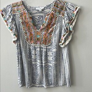Embroidered Boho Top - Multicolor